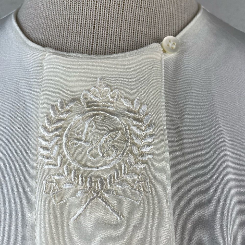 Liz Claiborne Collection White Collarless Button Down Shirt Size 10P EUC - Picture 3 of 6